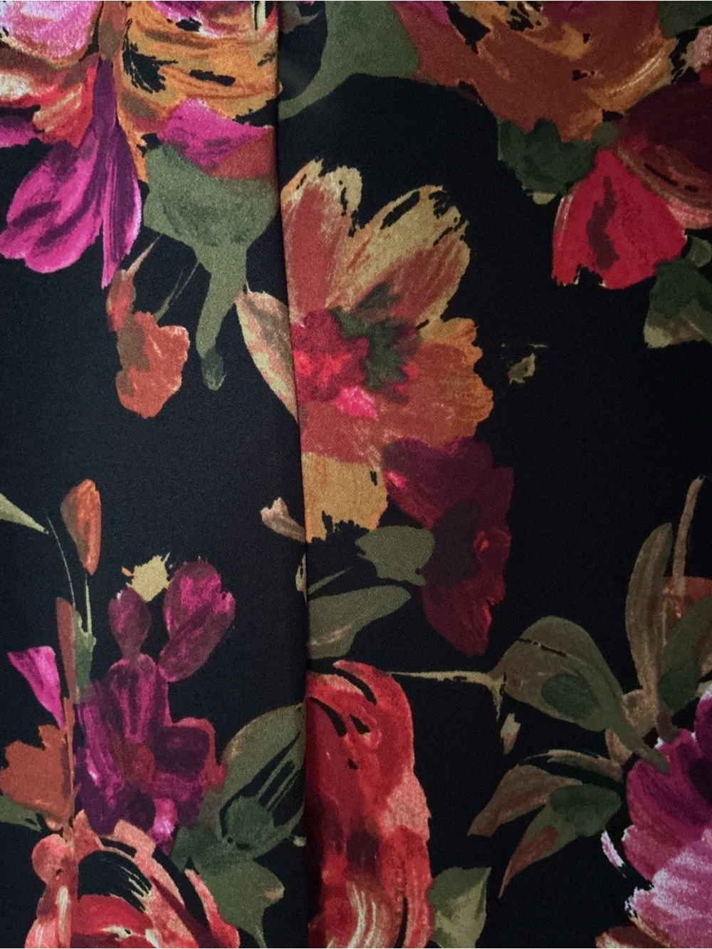 London Times Black Floral 3/4-Sleeve A-Line Dress with Pink and Red-Orange Roses - Picture 4 of 11